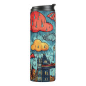 Rainy Day in London, farbenfrohe Doodle Illustrati Thermosbecher (Nach links gedreht)