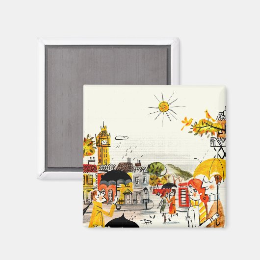 Rainy Day in London Magnet (Vorderseite/Rückseite)