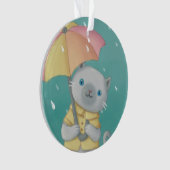 Rainy Day: Katze & Regenschirm-Illustration Ornament (Vorderseite)
