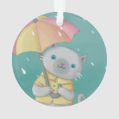 Rainy Day: Katze & Regenschirm-Illustration Ornament (Rückseite)