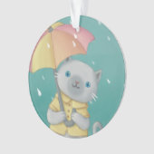 Rainy Day: Katze & Regenschirm-Illustration Ornament (Vorderseite)