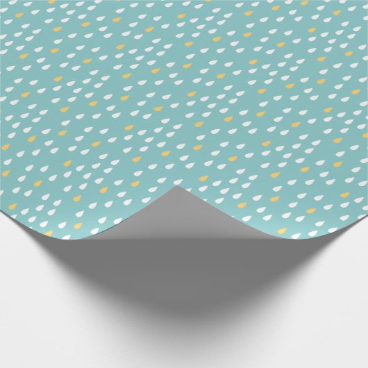 Rainy Day Mint Green Yellow White Raindrops Geschenkpapier (Ecke)