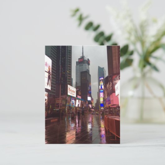 Rainy Day New York City Times Square NYC Postcard Postkarte (Stehend Vorderseite)