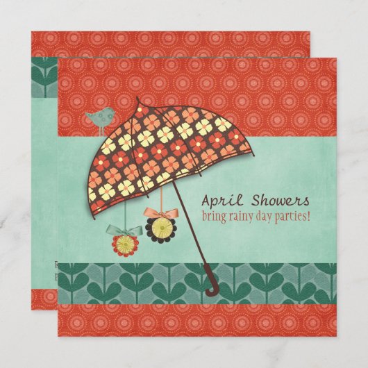 Rainy Day Party Einladungen (Vorne/Hinten)