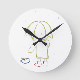 Rainy day puddle runde wanduhr