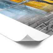 RAINY DAY RED UMBRELLA Straßenszene MALERIEREN Poster (Ecke)