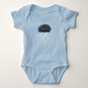 Rainy Day Thunder Cloud mit dem Namen Blue des Bab Baby Strampler