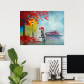 RAINY DAY UMBRELLA KISSING COUPLE POSTER (Heimbüro)