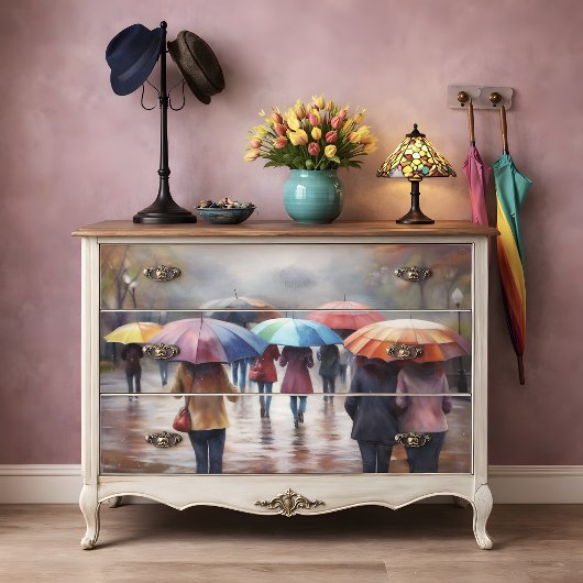 Rainy Day Umbrellas Decoupage Seidenpapier
