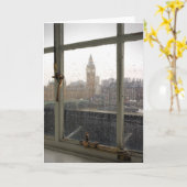 Rainy Day View on Big Ben - London Grußkarte Karte (Gelbe Blume)