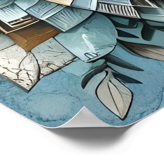 Rainy Day Watercolor Berg Rustikales Boho Poster (Ecke)