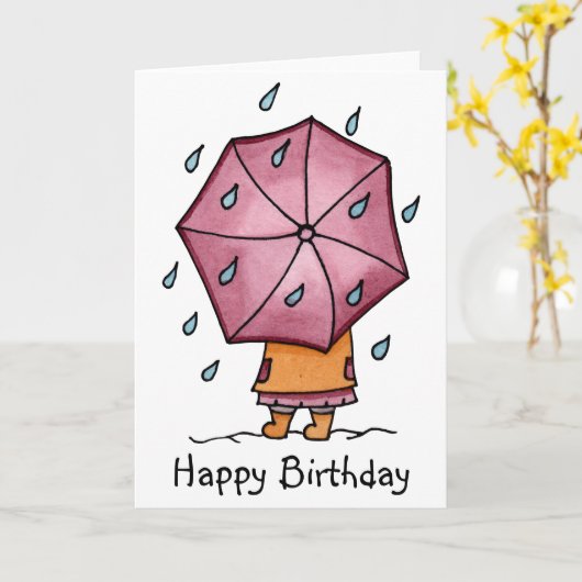 Rainy Days Birthday Karte (Gelbe Blume)