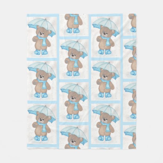 Rainy Daze Teddy Bear Fleecedecke (Vorderseite)