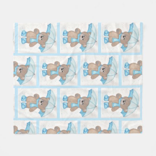 Rainy Daze Teddy Bear Fleecedecke (Vorderseite (Horizontal))