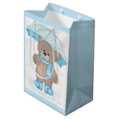 Rainy Daze Teddy Bear Mittlere Geschenktüte (Rückseite Schrägansicht)
