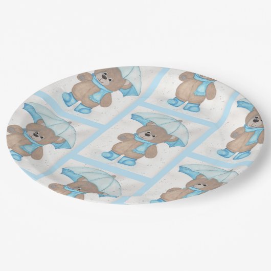 Rainy Daze Teddy Bear Pappteller (Schrägansicht)