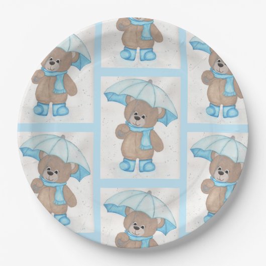 Rainy Daze Teddy Bear Pappteller (Vorderseite)