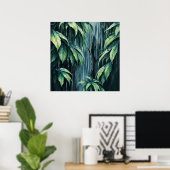 Rainy Forest - ruhige Illustration Art Poster (Heimbüro)
