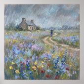 Rainy Garden Stroll - Pastel Painting Style Art Poster (Vorne)