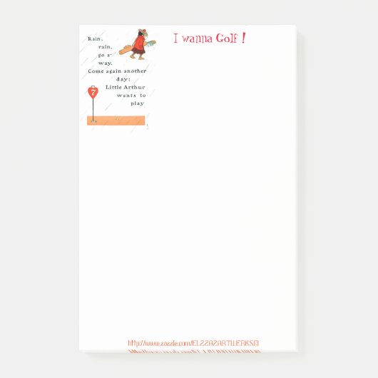 "Rainy Golf Day" Post-it Klebezettel (Vorderseite)