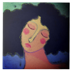 Rainy Hair Days Abstraktes Portrait einer Frau Fliese