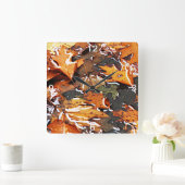 Rainy Herbstlaubs Quadratische Wanduhr (Zuhause)