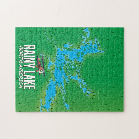Rainy Lake North American Lake Map Puzzle (Horizontal)