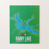 Rainy Lake North American Lake Map Puzzle (Vertikal)