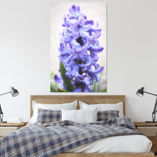 Rainy Lila Hyacinth Wrapped Canvas Leinwanddruck (Insitu (Schlafzimmer))