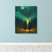 Rainy Night Couple im Wald Leinwanddruck (Insitu (Holzboden))