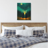 Rainy Night Couple in Forest Canvas Print Leinwanddruck (Insitu (Schlafzimmer))