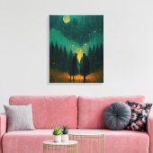 Rainy Night Couple in Forest Canvas Print Leinwanddruck (Insitu (Wohnzimmer))