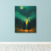 Rainy Night Couple in Forest Canvas Print Leinwanddruck (Insitu (Holzboden))