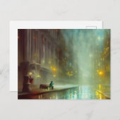 Rainy Night in the City Postcard Postkarte (Vorne/Hinten)