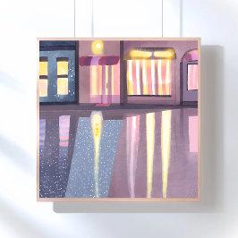 Rainy Reflections | Lofi Contemporary Watercolor Poster