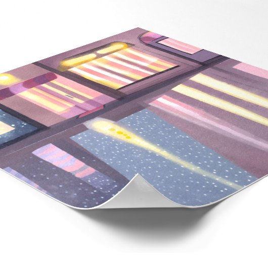 Rainy Reflections | Lofi Contemporary Watercolor Poster (Ecke)