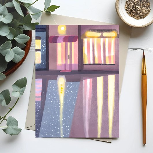 Rainy Reflections | Lofi Contemporary Watercolor Postkarte