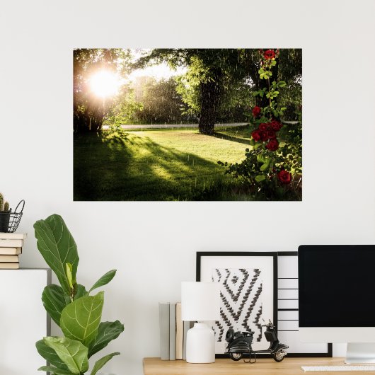 Rainy roses canvas poster (Heimbüro)