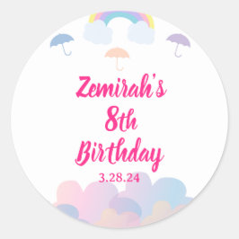 Rainy Season - Pastel Umbrella und Wolken Runder Aufkleber