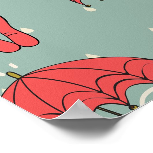 Rainy Season Umbrella Design Poster (Ecke)