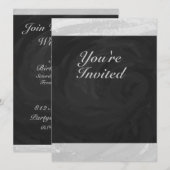 Rainy Sky Gray und Black Monogram Einladung (Vorne/Hinten)