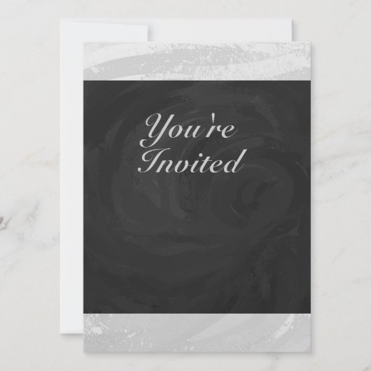 Rainy Sky Gray und Black Monogram Einladung (Vorderseite)