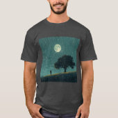 Rainy Solitude – Lonely Person & Tree Illustration T-Shirt (Vorderseite)