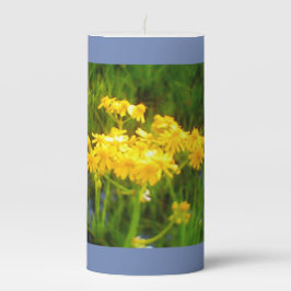 Rainy Spring Yellow Sunflower Pillar Candle Stumpenkerze