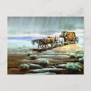 RAINY STAGECOACH von SHARON SHARPE Postkarte