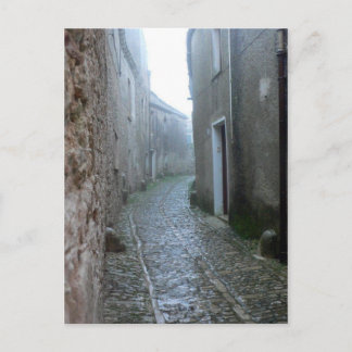 Rainy Street in Erice Sicily Postcard Postkarte