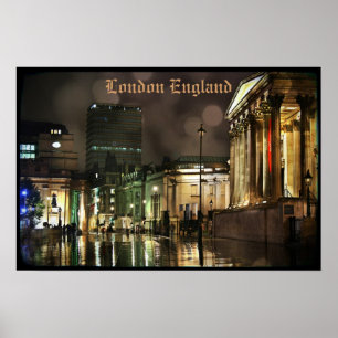 Rainy Trafalgar Square Poster