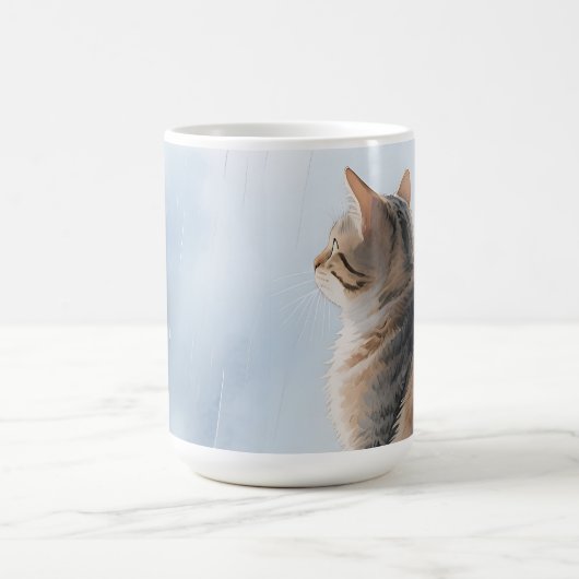 Rainy Window Watercolor Tabby Cat Kaffeetasse (Mittel)