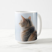 Rainy Window Watercolor Tabby Cat Kaffeetasse (VorderseiteRechts)