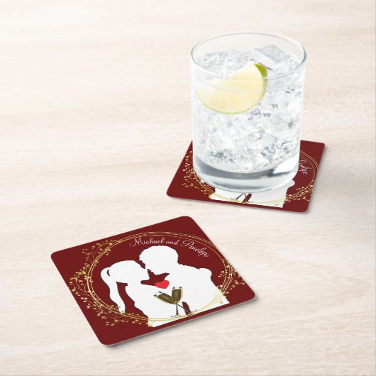 Raise a Toast to the Happy Couple Elegance Rechteckiger Pappuntersetzer (Vor Ort)